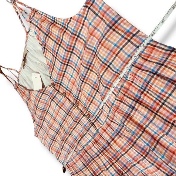NWT LOFT Plaid Multicolored Strappy Button Midi Dress - Size 10 - Picture 5 of 7